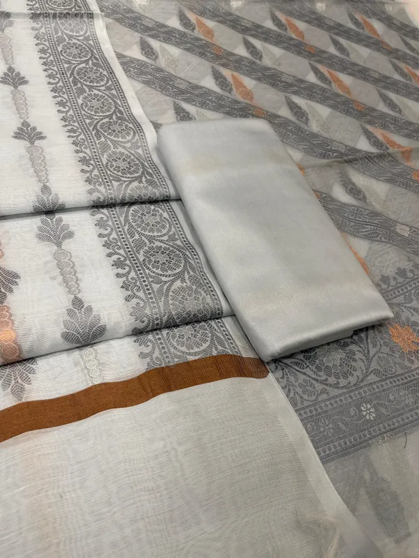 Humairah_Light_Grey_Cotton_Diagonal_Resham_Stripe_Sona_Rupa_Booti_3_pcs_Suit_set_with_Plain_Bottom_and_Tilfi_Floral_Zari_Mina_Jaal_Light_Grey_Dupatta