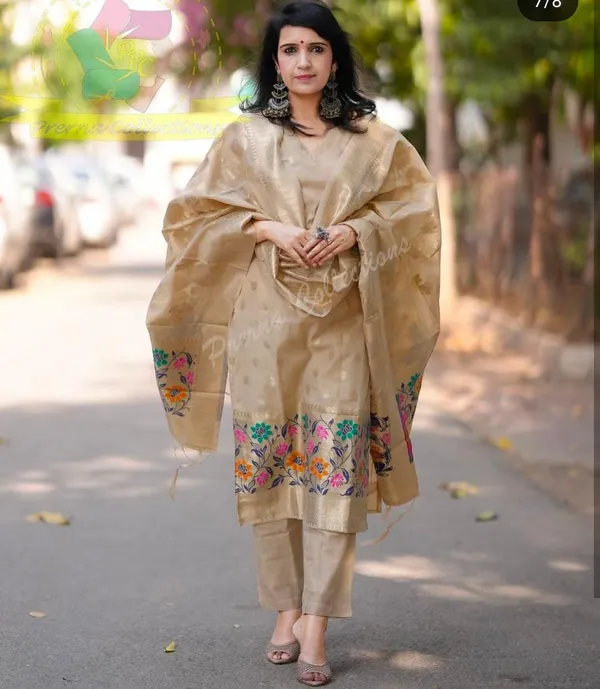 Beige_Cotton_Floral_Zari_Booti_Banarasi_Suit_with_Sleeves_and_Jamdani_Dupatta_650SKL_JM23