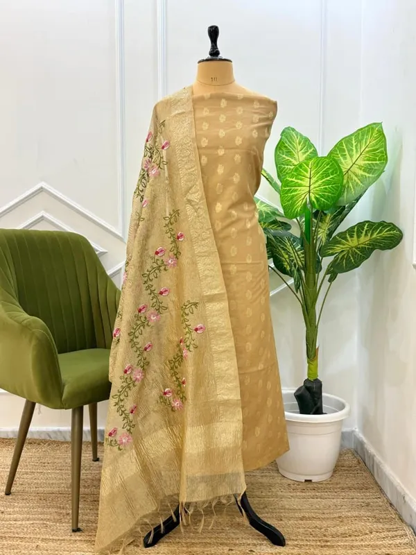 Tussar_Pure_Mercerised_Zari_Booti_with_Embroidery_Tissue_Dupatta_Banarasi_Suit_Set_1200SKL_PME15