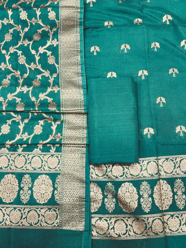 Puresilk_Handloom_Green_Cotton_Banarasi_3_pcs_Suit_Set_RHN_CTN4