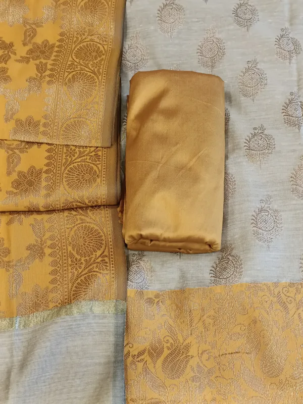 Tussar_Cotton_Floral_Zari_Booti_with_Contrast_Mustard_Gold_Silk_Border_Banarasi_Suit_525IM_CTN12