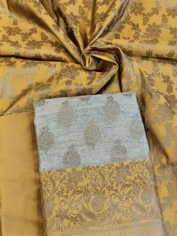 Tussar_Cotton_Floral_Zari_Booti_with_Contrast_Mustard_Gold_Silk_Border_Banarasi_Suit_525IM_CTN12