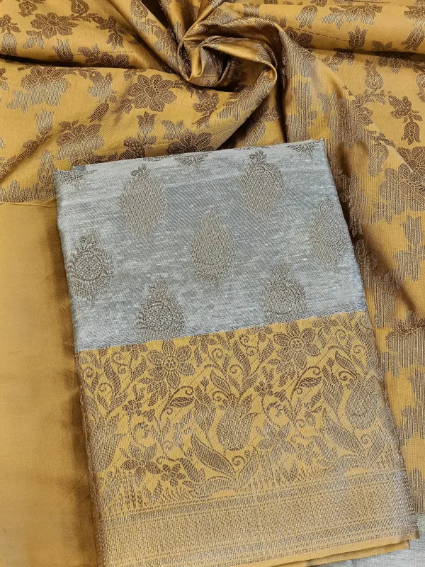 Tussar_Cotton_Floral_Zari_Booti_with_Contrast_Mustard_Gold_Silk_Border_Banarasi_Suit_525IM_CTN12