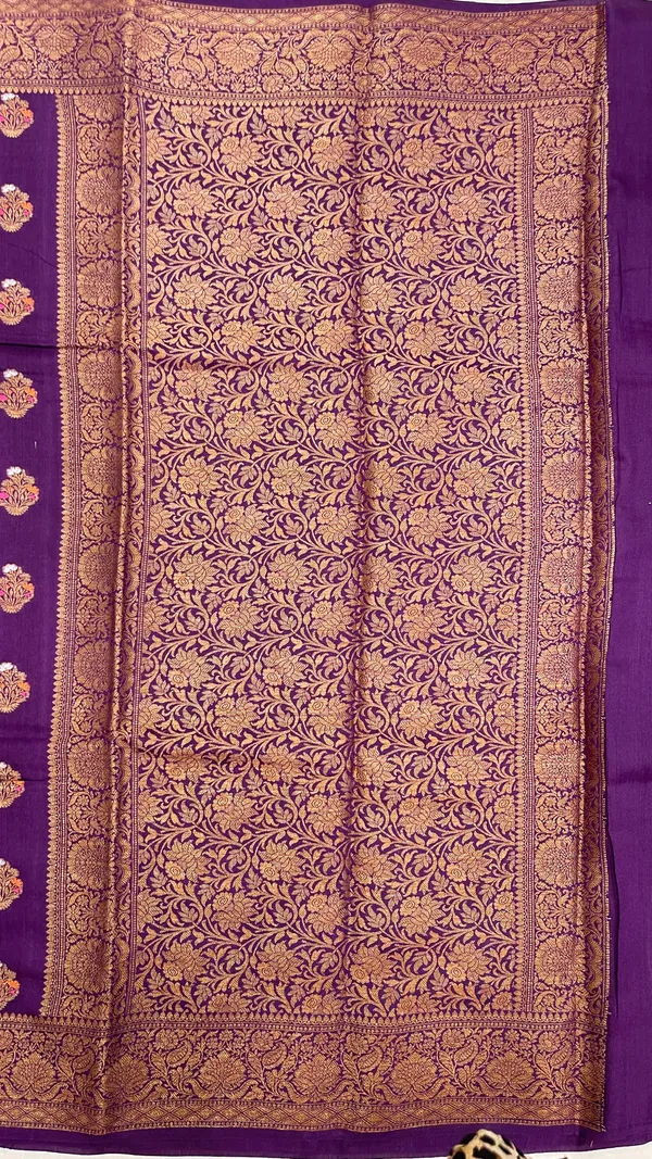 Humairah_Pure_Handloom_Purple_Munga_Silk_Floral_Copper_Zari_Minakari_Booti_and_Floral_Zari_Jaal_Banarasi_Pallu_Zari_Border_and_Purple_Blouse