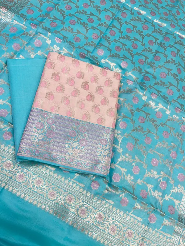 Beige_Cotton_Silk_Tanarasi_3_pcs_Suit_Set__with_Contrast_Turqouise_Blue_Dupatta_780ASD_CS16