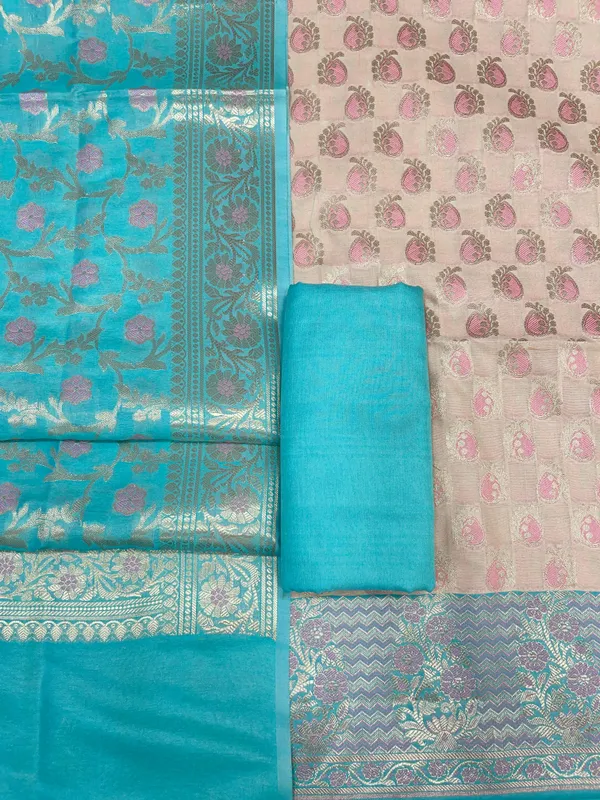 Beige_Cotton_Silk_Tanarasi_3_pcs_Suit_Set__with_Contrast_Turqouise_Blue_Dupatta_780ASD_CS16