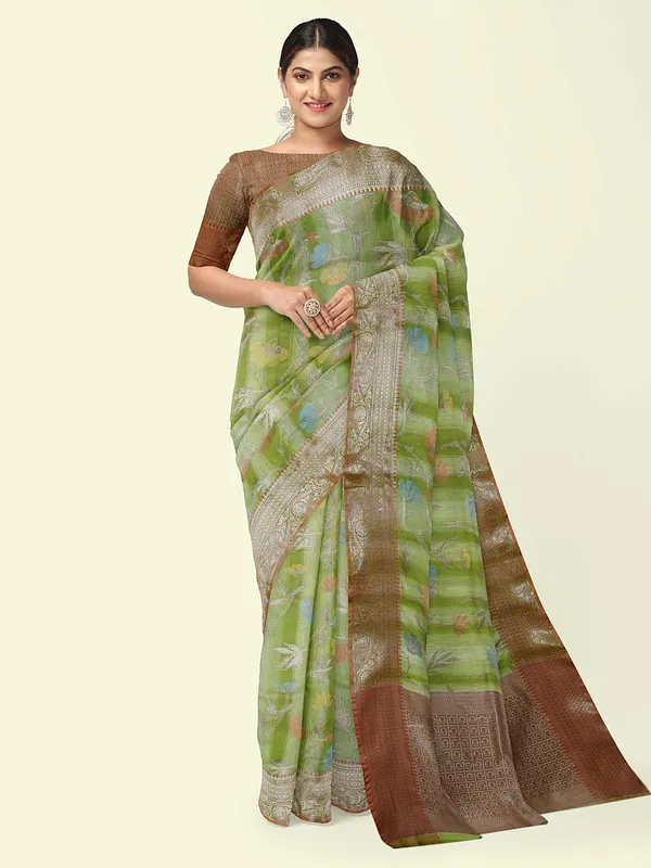 Green_Matka_Silk/Silk_Blend_Banarasi_Sarees_For_Women_GEMTKSLK_98_G