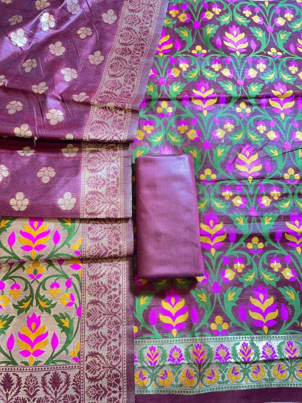 Maroon_Jamdani_Weave_Cotton_Banarasi_3_pcs_Suit_Set_600SKL_JM11