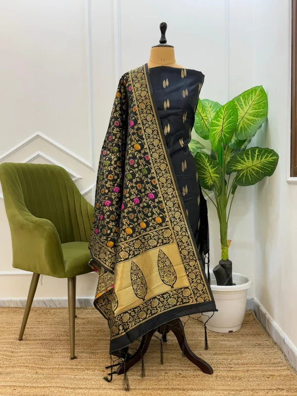 Black_Katan_Silk_Zari_With_MulticolorJaal_Dupatta_Banarasi_Suit_Set_800SKL_KS31