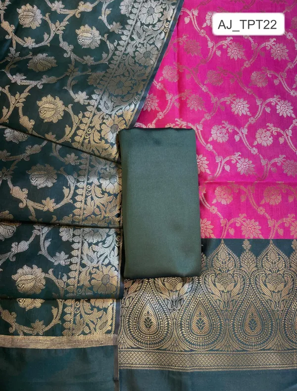 Pink_Art_Silk_Floral_Zari_Jaal_Contrast_Banarasi_Suit_with_Darkgreen_Dupatta_625AJ_TPT22