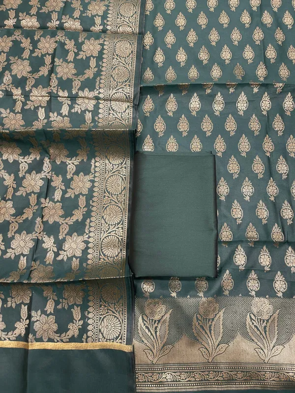 Dark_Green_Semi_Silk_Banarasi_3_pcs_Suit_Set_IM_CS9