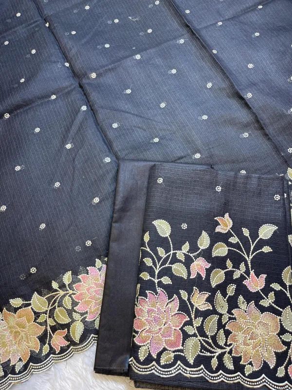 Black_Kota_Check_Embroidery_Banarasi_3_pcs_Suit_Set_1100SKL_KC1