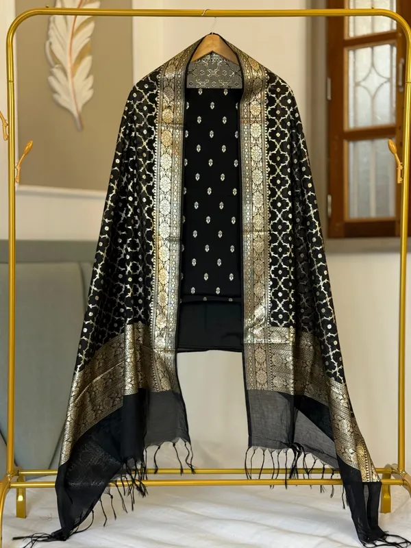 Black_Mal_Chanderi_Lorex_Zari_Booti_Banarasi_Suit_With_Chanderi_Weave_Dupatta_150PNJ_MCL8