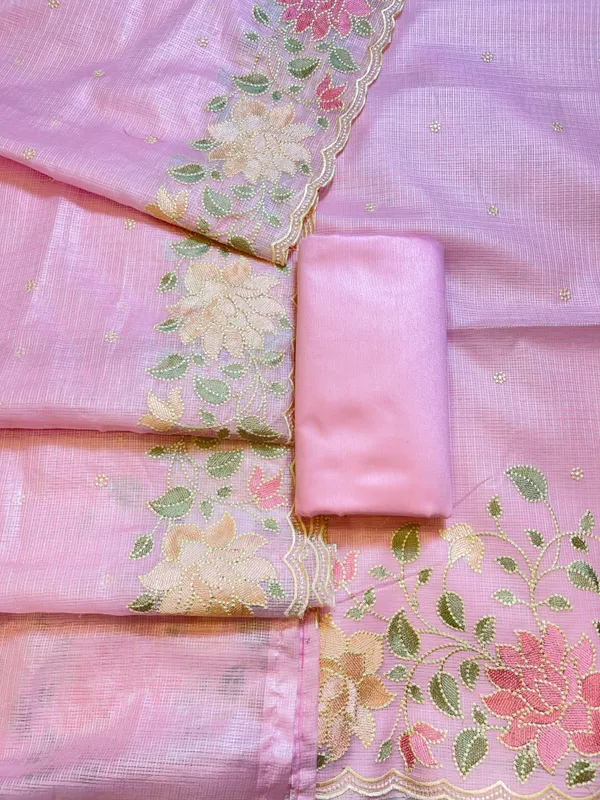 Pink_Kota_Check_Embroidery_Banarasi_3_pcs_Suit_Set_1100SKL_KC4