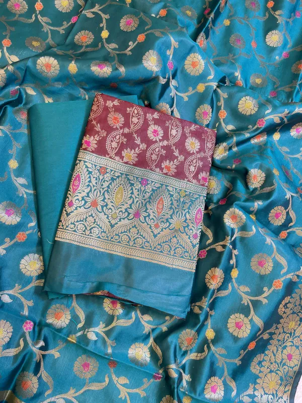 Maroon_Art_Silk_Floral_Zari_Mina_Jaal_Contrast_Banarasi_Suit_with_Seagreen_Dupatta_625AJ_TPT15
