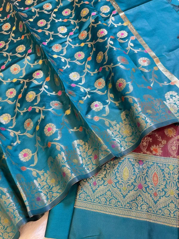 Maroon_Art_Silk_Floral_Zari_Mina_Jaal_Contrast_Banarasi_Suit_with_Seagreen_Dupatta_625AJ_TPT15