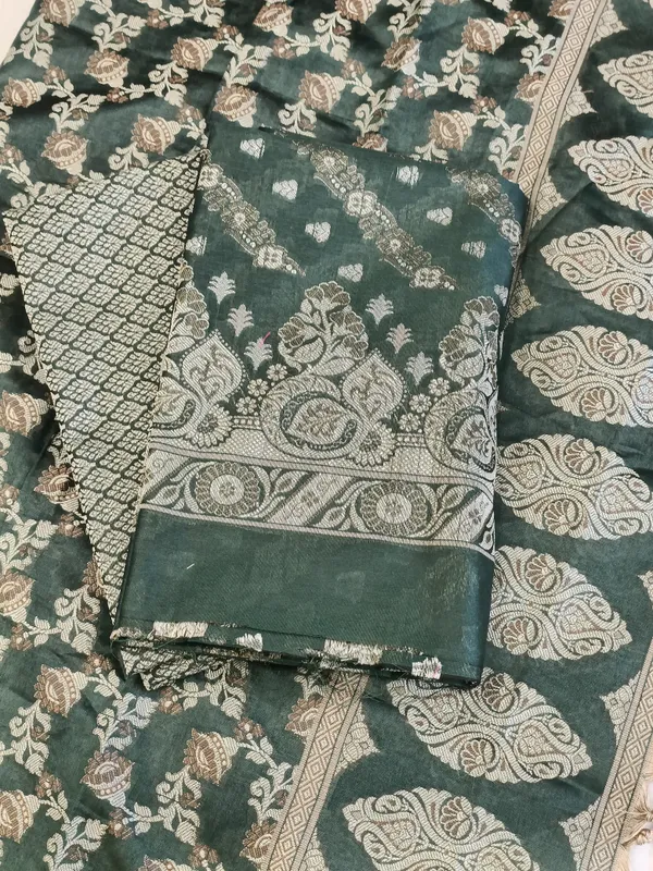 Darkgreen_Cotton_Floral_Resham_Aada_Stripe_Banarasi_Suit_600AJ_PJS24
