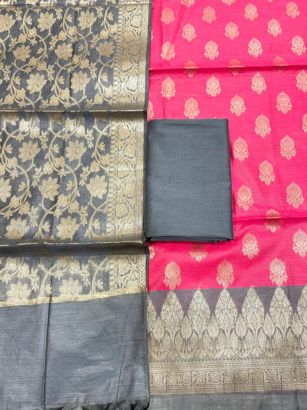 Pink_Cotton_Banarasi_3_pcs_Suit_Set_with_Contrast_Grey_Dupatta_IM_CS5