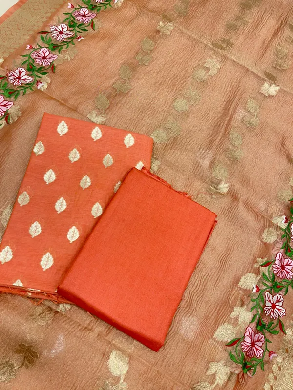 Orange_Pure_Cotton_Embroidery_Tissue_Dupatta_Banarasi_3_pcs_Suit_Set_IM_PCEM3