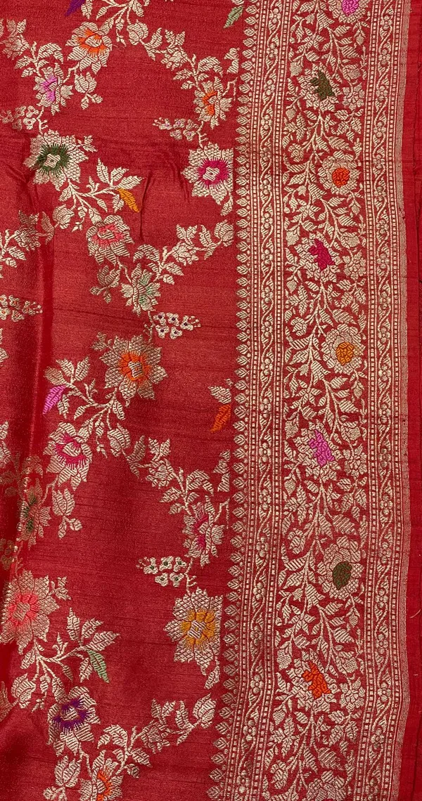 Humairah_Pure_Handloom_Orange_Tussar_Silk_Tilfi_Zari_Minakari_Jaal_Kadhwa_Weave_Minakari_Pallu_Banarasi_Saree_with_Orange_Blouse_Piece