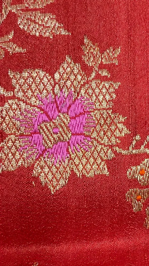 Humairah_Pure_Handloom_Orange_Tussar_Silk_Tilfi_Zari_Minakari_Jaal_Kadhwa_Weave_Minakari_Pallu_Banarasi_Saree_with_Orange_Blouse_Piece