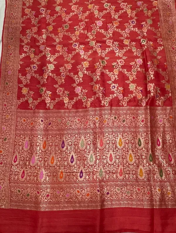 Humairah_Pure_Handloom_Orange_Tussar_Silk_Tilfi_Zari_Minakari_Jaal_Kadhwa_Weave_Minakari_Pallu_Banarasi_Saree_with_Orange_Blouse_Piece