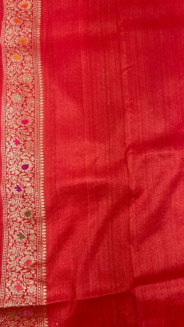 Humairah_Pure_Handloom_Orange_Tussar_Silk_Tilfi_Zari_Minakari_Jaal_Kadhwa_Weave_Minakari_Pallu_Banarasi_Saree_with_Orange_Blouse_Piece