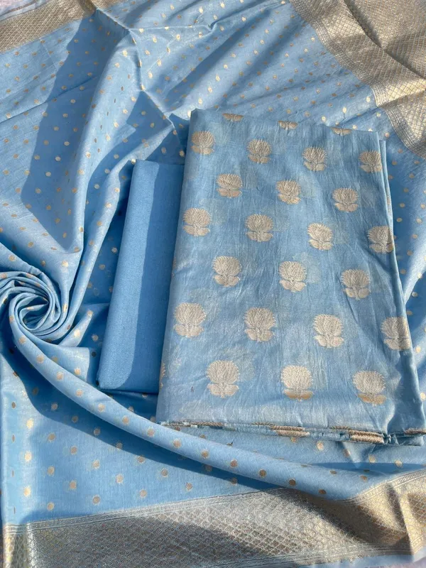 SkyBlue_Pure_Mercerised_Banarasi_Suit_with_Lorex_Weaving_&_Floral_Booti_Dupatta_1100SKL_MSL12