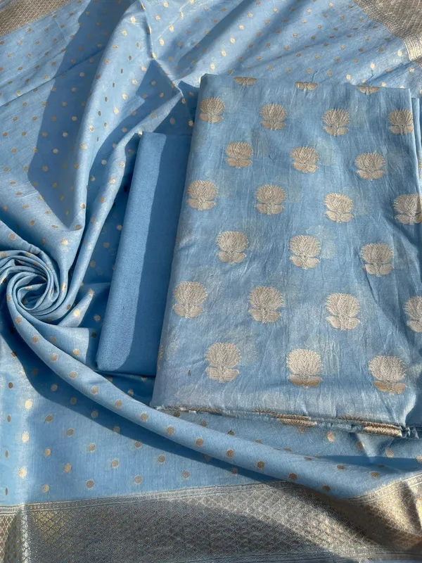 SkyBlue_Pure_Mercerised_Banarasi_Suit_with_Lorex_Weaving_&_Floral_Booti_Dupatta_1100SKL_MSL12