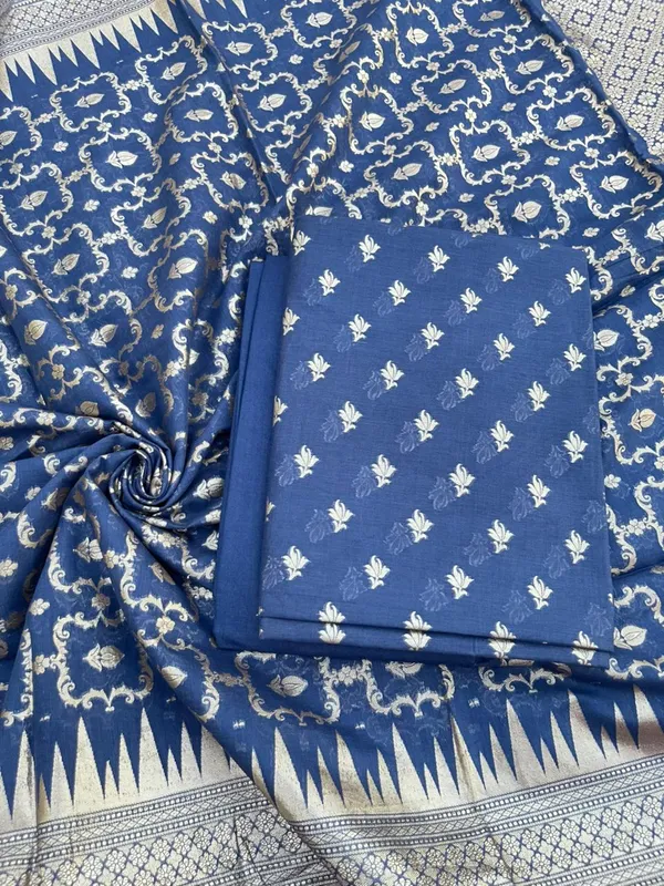 Navy_Blue_Pure_Mercerise_Cotton_Lorex_weave_Floral_Zari_Booti_Banarasi_Suit_with_Zari_Jaal_Dupatta_1250DAN_LX1