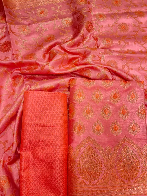 Humairah_Presents_Rose_Pink_Semi_Katan_Silk_3_pcs_Suit_Set_with_Plain_Bottom_and_Top_Copper_Floral_Zari_Booti_with_Copper_Zari_Jaal_Dupatta_ASD_102