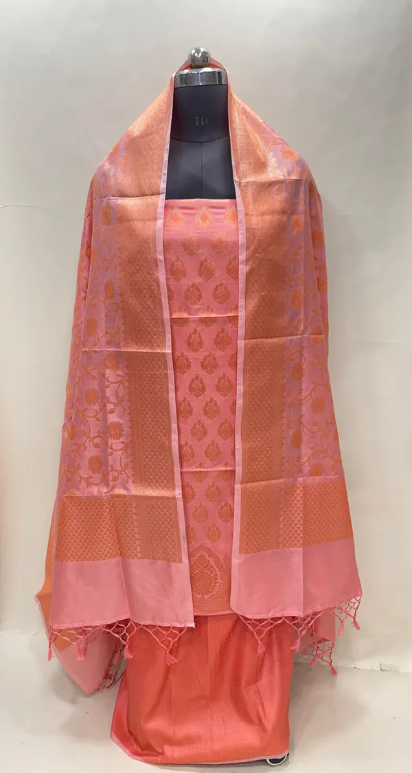 Humairah_Presents_Rose_Pink_Semi_Katan_Silk_3_pcs_Suit_Set_with_Plain_Bottom_and_Top_Copper_Floral_Zari_Booti_with_Copper_Zari_Jaal_Dupatta_ASD_102