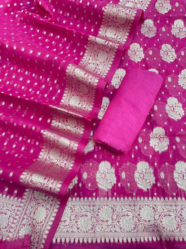 Magenta_Katan_Georgette_Silver_Zari_Booti_Banarasi_Suit_Set_with_Chunri_Booti_1200SKL_KG9