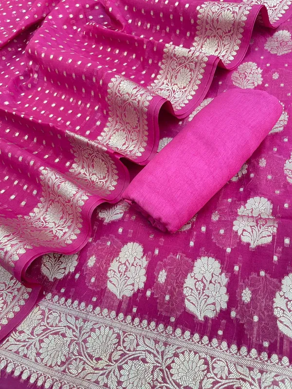 Magenta_Katan_Georgette_Silver_Zari_Booti_Banarasi_Suit_Set_with_Chunri_Booti_1200SKL_KG9