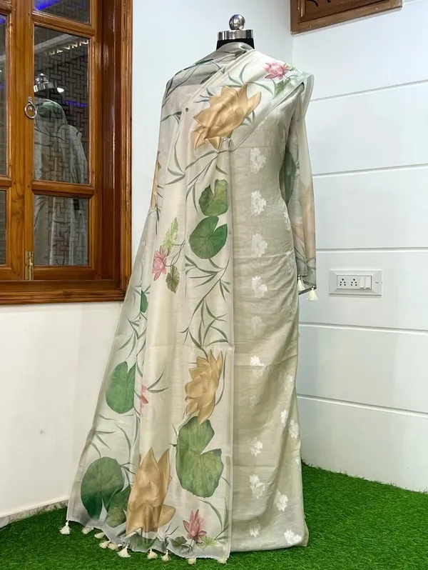 Olive_Pure_Mercerise_Resham_Zari_Booti_with_Chanderi_Silk_Print_Dupatta_Banarasi_3_pcs_Suit_Set_1000SKL_PMC8