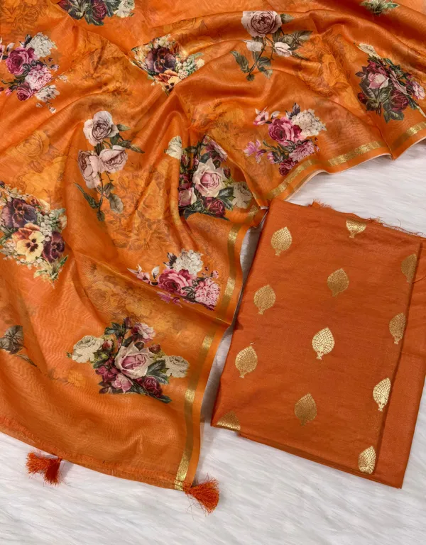 Orange_Pure_Mercerise_Floral_Zari_Booti_Banarasi_Suit_with_Digital_Print_Dupatta_1000SKL_MSD1