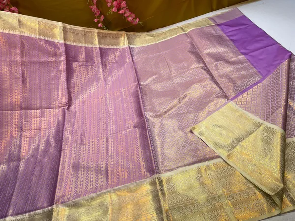 Lavender_Semi_Kanchi_Silk_Stripe_Zari_Contrast_Tussar_Border_Banarasi_Saree_MS_SK43