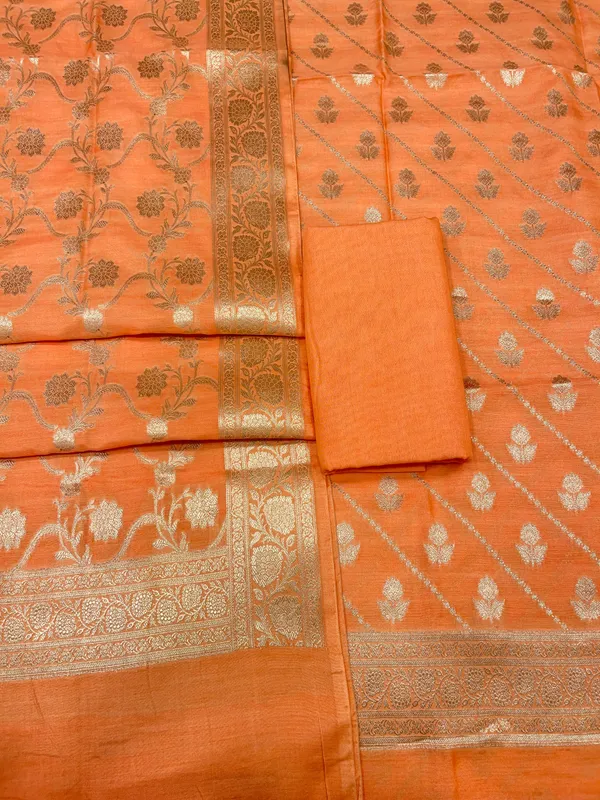 Puresilk_Handloom_Orange_Modal_Silk_Banarasi_3_pcs_Suit_Set_RHN_MDL6