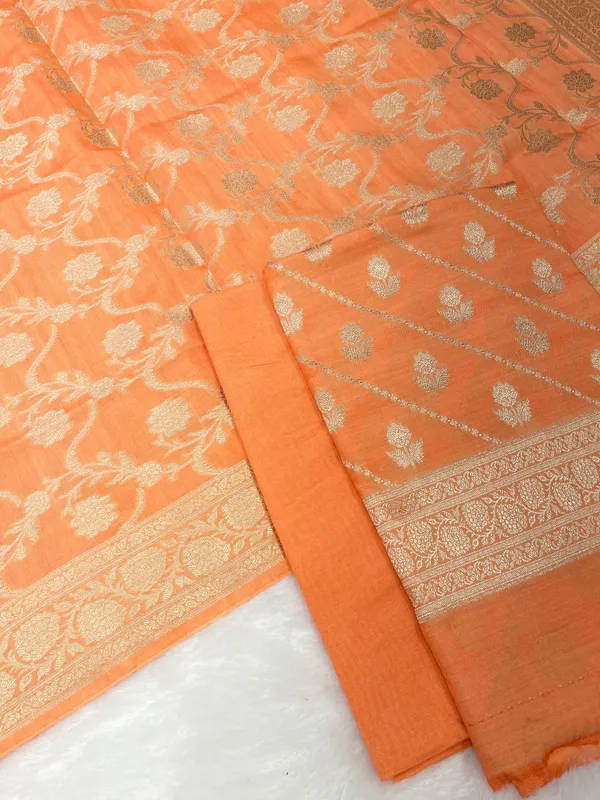 Puresilk_Handloom_Orange_Modal_Silk_Banarasi_3_pcs_Suit_Set_RHN_MDL6