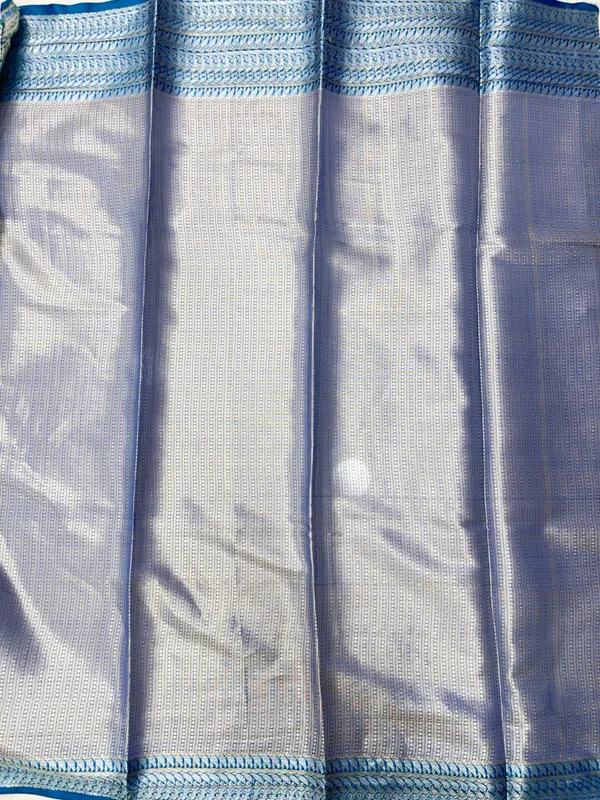 Humairah_Presents_LimeGreen_Art_Silk_Floral_Lehariya_Sliver_Jaal_with_Contrast_Blue_Pallu_and_Olive_Copper_Silver_Jaal_Zari_Border_with_Blue_Blouse