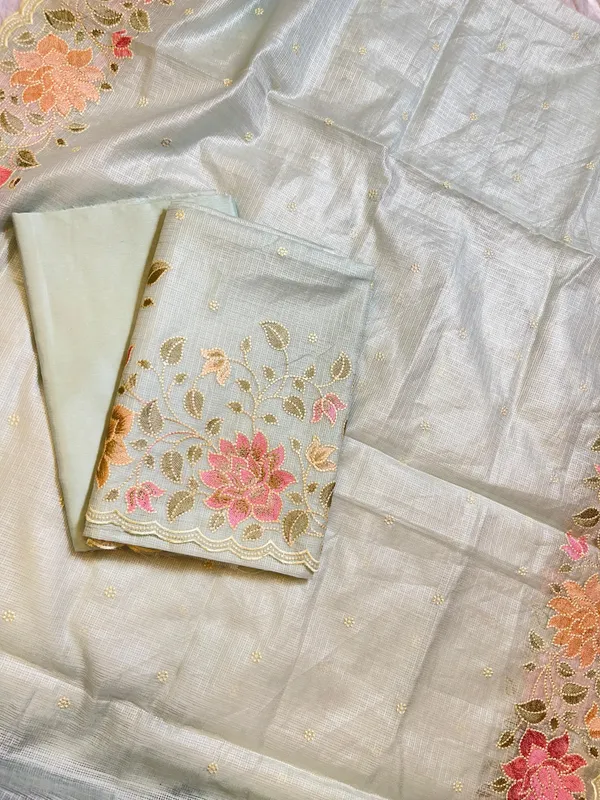 White_Kota_Check_Embroidery_Banarasi_3_pcs_Suit_Set_1100SKL_KC2