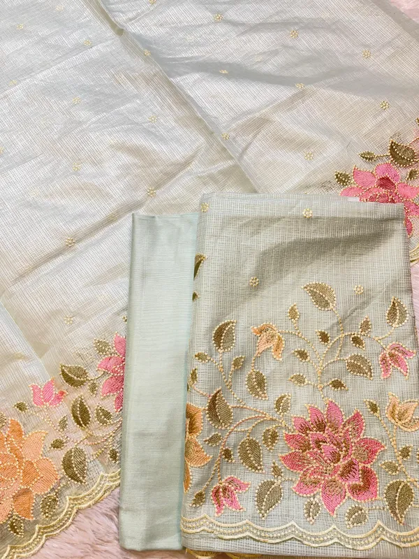 White_Kota_Check_Embroidery_Banarasi_3_pcs_Suit_Set_1100SKL_KC2