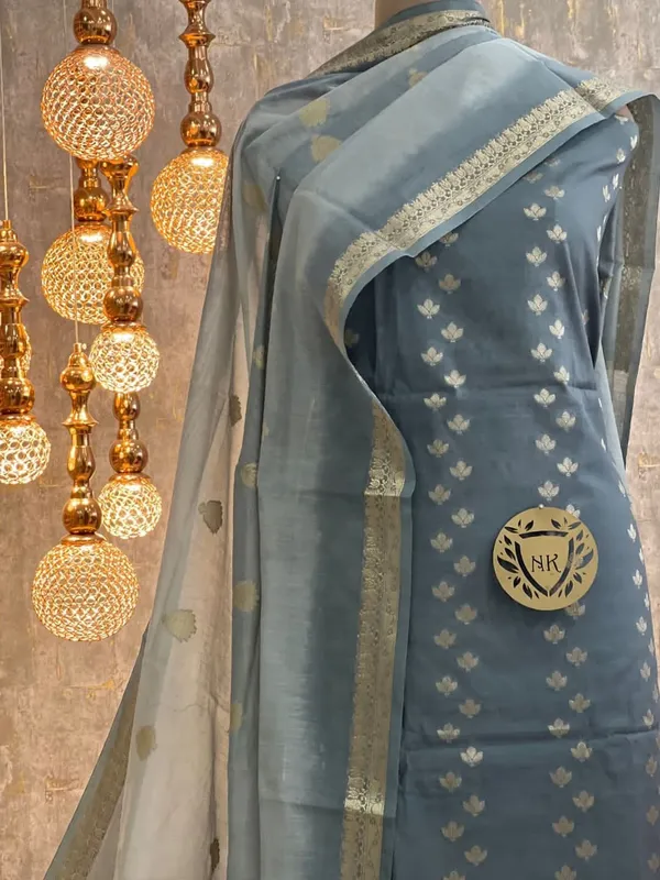 Grey_Cotton_Silk_Banarasi_Suit_with_Silver_Zari_Booti_&_Elegant_Tassel_Dupatta_1050SKL_CSP10