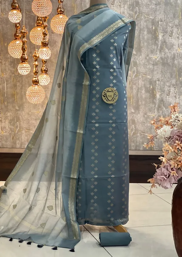 Grey_Cotton_Silk_Banarasi_Suit_with_Silver_Zari_Booti_&_Elegant_Tassel_Dupatta_1050SKL_CSP10