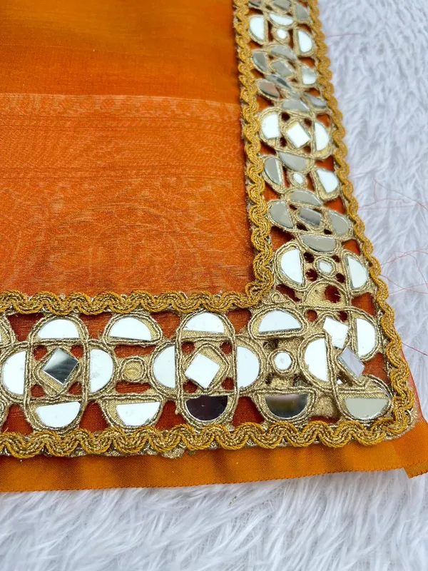 Orange_Glass_Tissue_Silk_Plain_with_Lace_work_Zari_Border_Banarasi_Saree_BFS_GT3