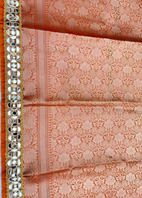 Orange_Glass_Tissue_Silk_Plain_with_Lace_work_Zari_Border_Banarasi_Saree_BFS_GT3