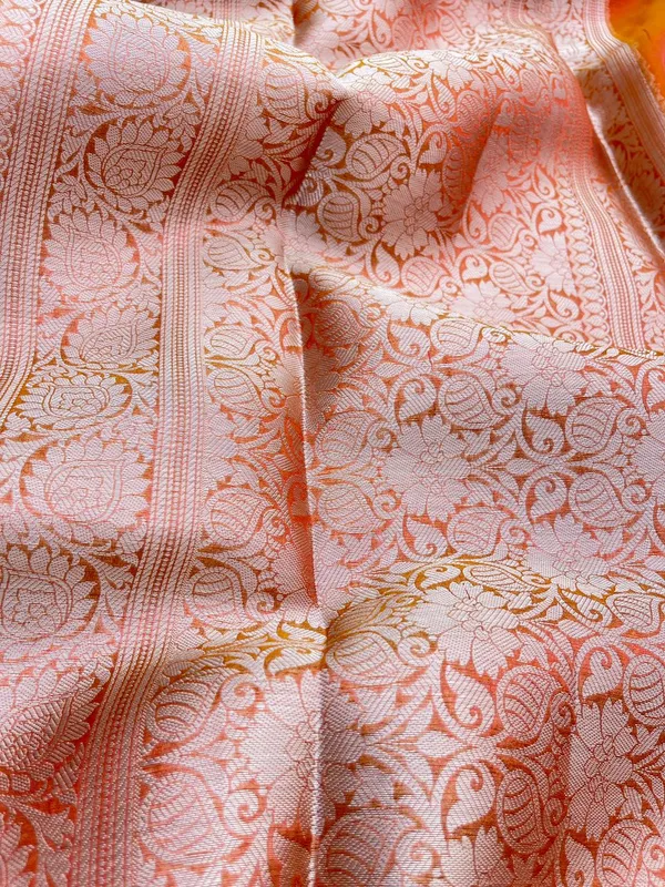 Orange_Glass_Tissue_Silk_Plain_with_Lace_work_Zari_Border_Banarasi_Saree_BFS_GT3