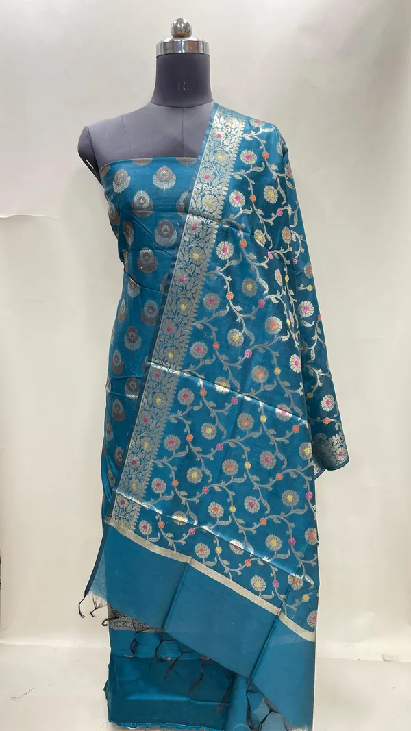 Humairah_Dark_Seagreen_Cotton_Floral_Zari_Resham_Mina_Boota_3_pcs_Suit_set_with_Plain_Bottom_and_Floral_Zari_Mina_Jaal_Dark_Seagreen_Dupatta