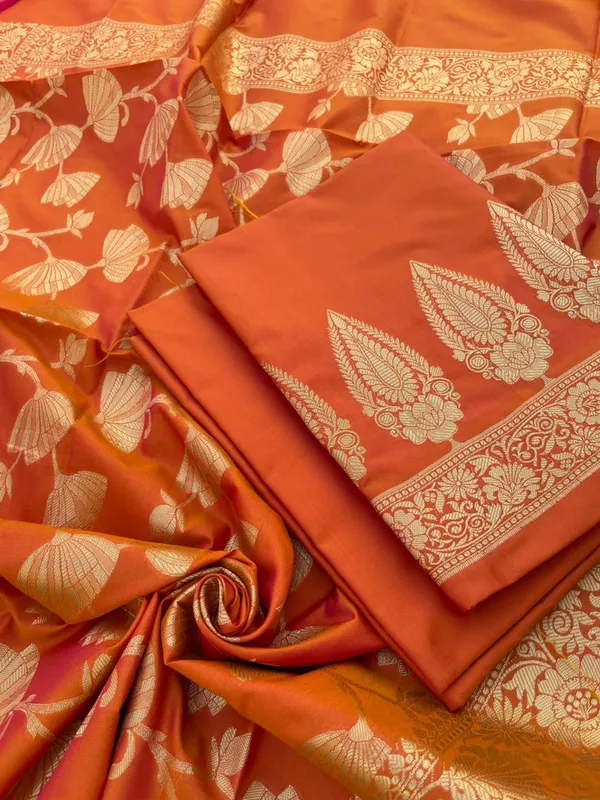Orange_Katan_Silk_Plain_Zari_Booti_with_Floral_Zari_Jaal_Banarasi_3_pcs_Suit_Set_800SKL_KSP3
