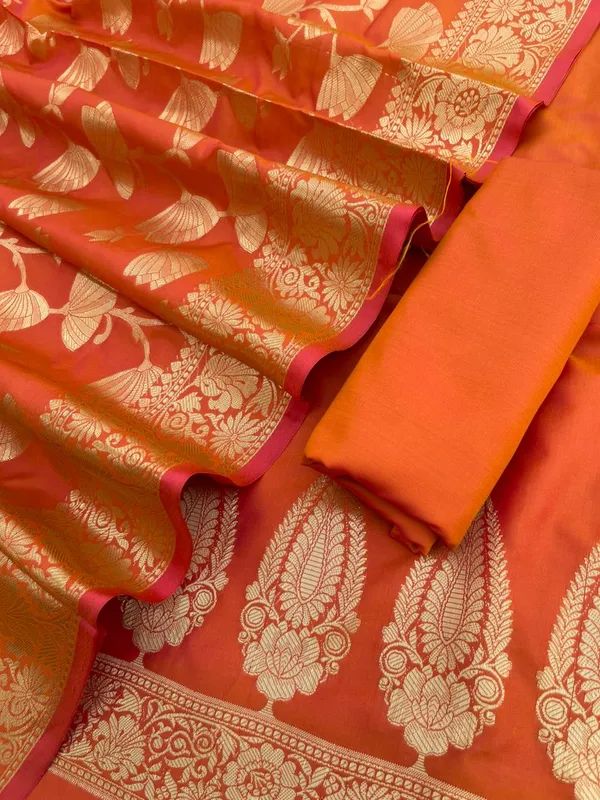 Orange_Katan_Silk_Plain_Zari_Booti_with_Floral_Zari_Jaal_Banarasi_3_pcs_Suit_Set_800SKL_KSP3